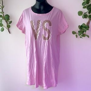 • Victoria’s Secret Pajama T-Shirt Dress Sleep Shirt Pink and Gold